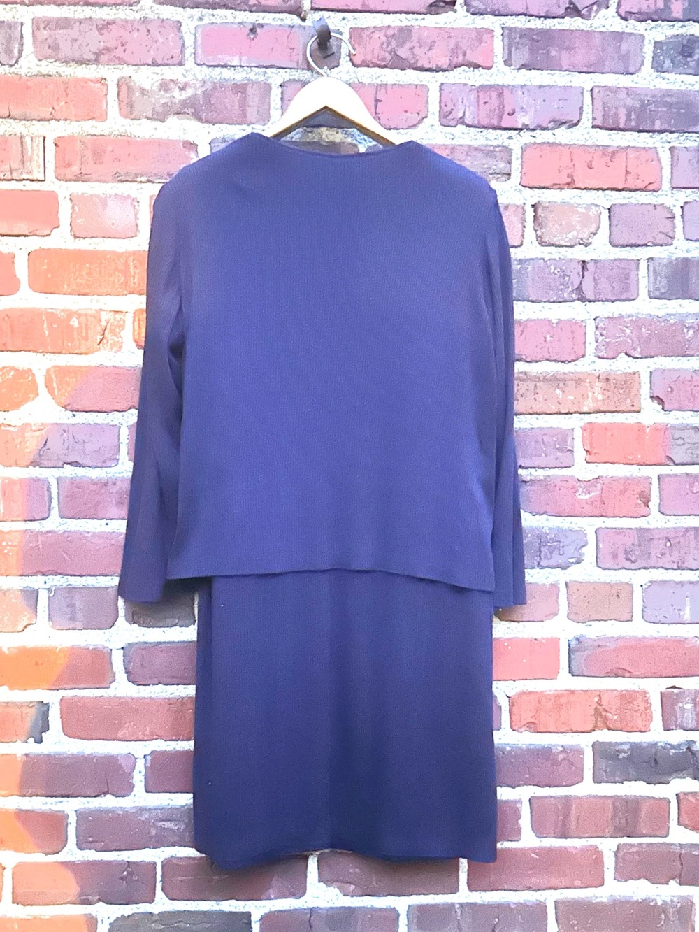 Jessica Howard Sheath Dress Built In Long Sleeve Cardigan Ribbed Knit 16W Purple - Picture 7 of 9